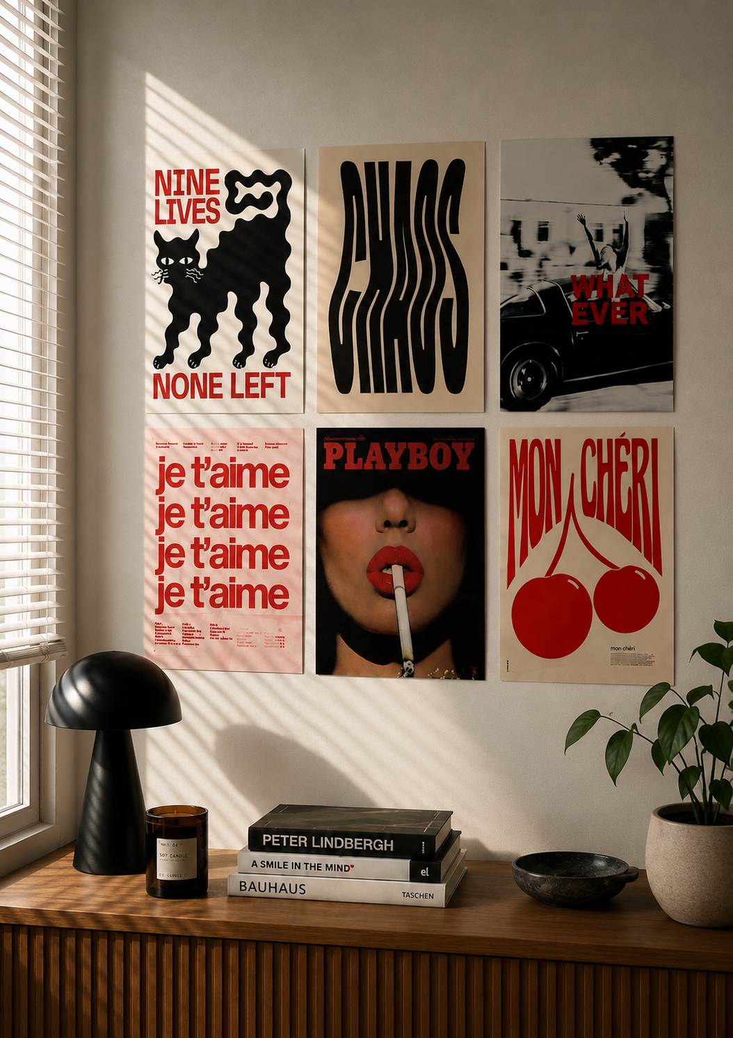 Red & Black Aesthetic Wall Collage